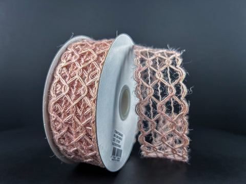 Mauve Scallop Weave Wired Ribbon - 1.5" x 10yds
