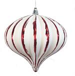 150MM Ribbed Onion Ornament - Two Tone Red & White