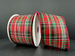 Red/Green/Gold/Black/White Traditional Plaid -  2.5"x10Y