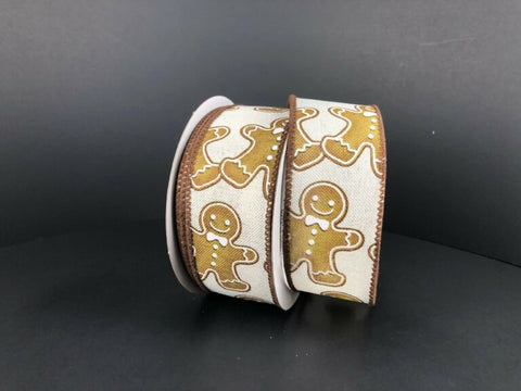 Gingerbread Men Wired RIbbon - 1.5"x10Yds