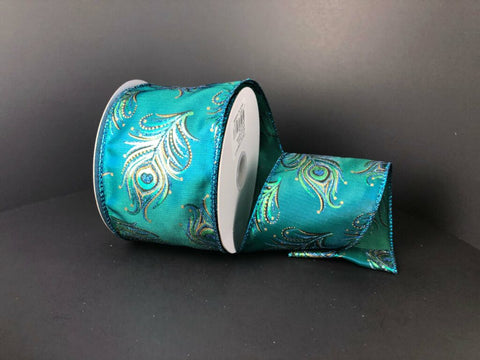 Peacock Wired Ribbon - 2.5"x 10yds