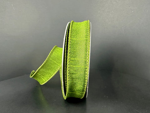 Moss Green Dupioni Wired Ribbon - 7/8" x 10yds