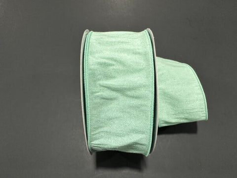 Mint Faux Dupioni Wired Ribbon - 2.5" x 25yds