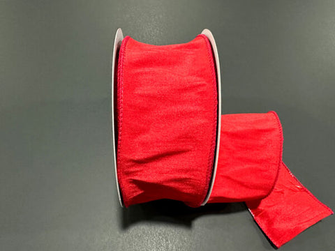 Red Dupioni Wired Ribbon - 2.5" x 25yds