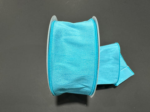 Aqua Dupioni Wired Ribbon - 2.5" x 25yds