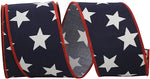 Navy w/ White Stars Wired Ribbon - 2.5" x 10yds