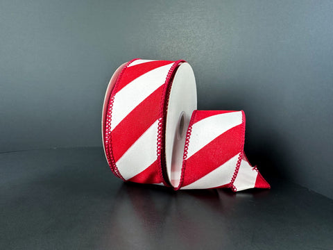 Large Candy Cane Striped Wired Ribbon - 1.5" x 10yds