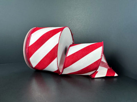 Large Candy Cane Striped Wired Ribbon - 2.5" x 10yds