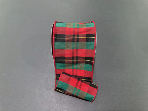 Christmas Plaid Wired Ribbon - 4" x 10yds