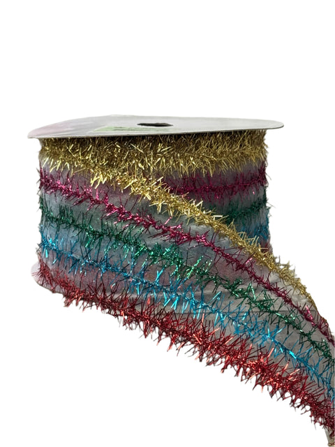 Glitter Tinsel Wired Ribbon - 2.5" x 10yds
