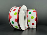 Red, Lime & Emerald Dots Wired Ribbon - 1.5"x10yds