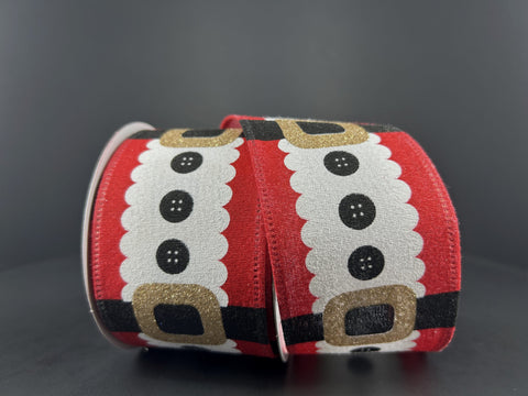 Santa Belt Wired Ribbon - 2.5" x 10yds