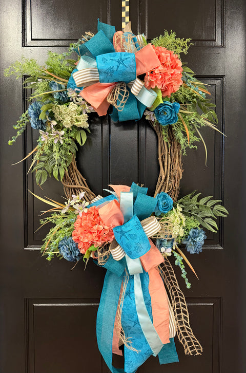*READY to SHIP* - Seaside Coral Garden Wreath