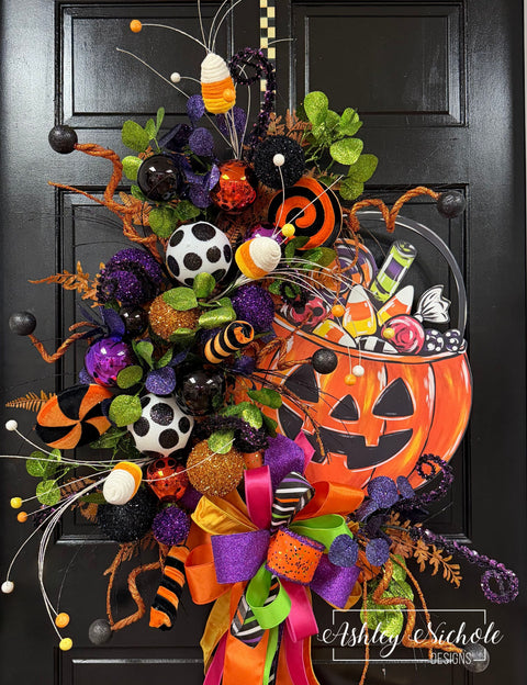 Sweet & Spooky Candy Bucket Wreath