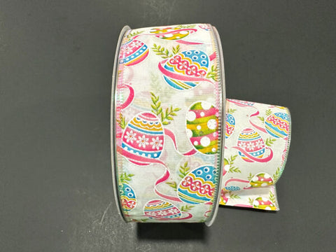 Easter Egg Print Wired Ribbon - 2.5" x 50yds