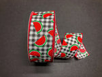 Gingham Watermelon Slice Wired Ribbon - 2.5" x 50yds