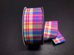 Purple Summer Plaid Wired Ribbon - 2.5" x 50yds