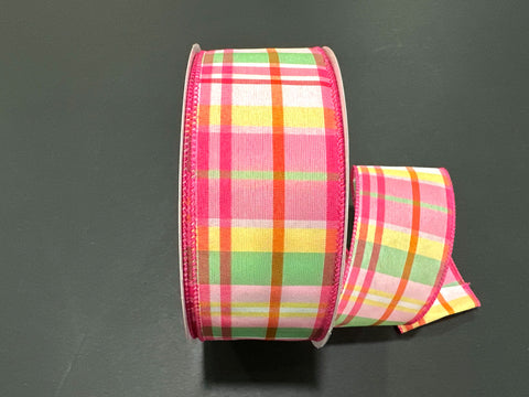 Spring Plaid Wired Ribbon - 2.5" x 50yds