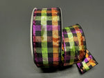 Halloween Woven Square Checks Wired Ribbon - 2.5"x50Y