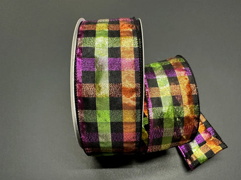 Halloween Woven Square Checks Wired Ribbon - 2.5" x 50yds