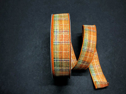 Coarse Fall Metallic Plaid Wired Ribbon - 1.5" x 50yds