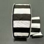 Black & White Stripes Wired Ribbon - 2.5" x 50yds
