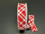 Red Linen/White Hazel Diagonal Plaid - 1.5"x50Y