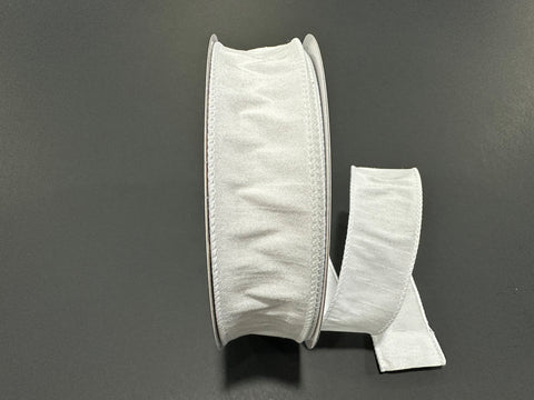 White Dupioni Wired Ribbon - 1.5" x 25yds
