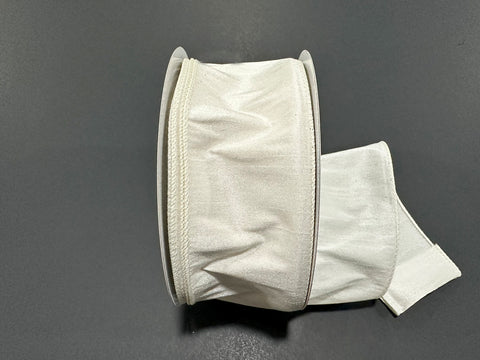 Cream Dupioni Wired Ribbon - 2.5" x 25yds