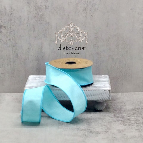 Sky Blue Dupioni Wired Ribbon - 1.5 x 10yds