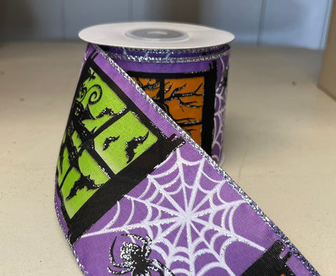 Ghost Windows Halloween Wired Ribbon - 2.5" x 10yds