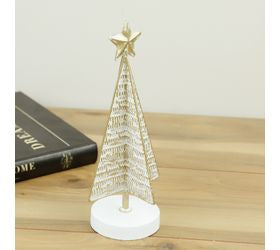 10.8" Metal Gold Line Tree - White/Gold