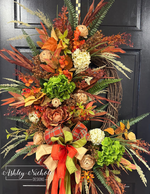 Fall Garden Blooms Oval Wreath