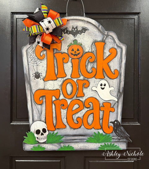 Trick or Treat Tombstone Door Hanger (UV Printed)