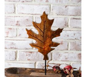 14" Wood Oak Leaf Table Topper - Amber