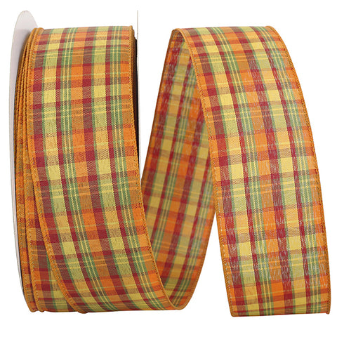 Traditional Fall Plaid Wired Ribbon - 2.5" x 50yds