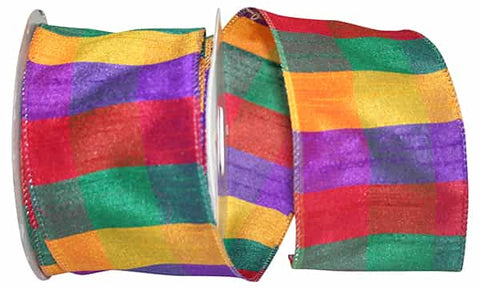Multi Color Plaid Wired Ribbon - 2.5" x 10yds