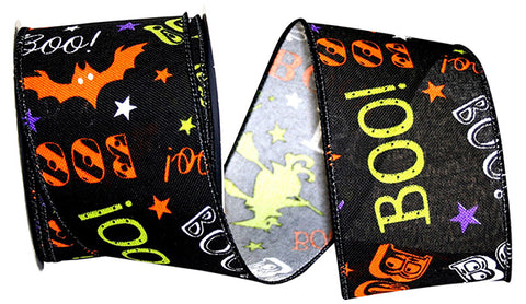 Boo & Bats Halloween Wired Ribbon - 2.5" x 10yds.