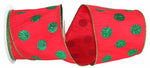 DUPIONI GLITTER DOTS WIRED EDGE - red/green - 4"x10Y