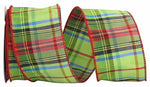 Traditional Green & Red Plaid Dupioni Wired Ribbon