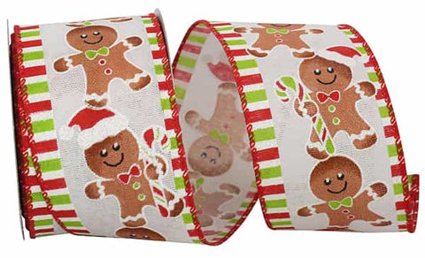 Gingerbread Candy Edge Wired Ribbon - 2.5"x10Yds