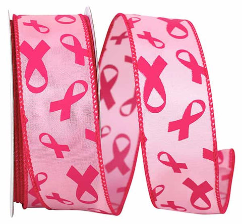 Breast Cancer Awareness Pink Wired Ribbon - 1.5"x20Yds
