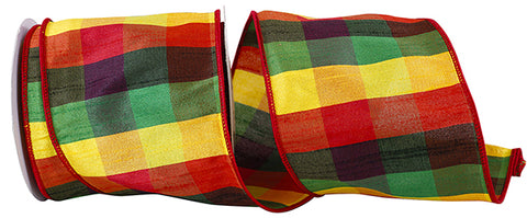 Festive Plaid Wired Ribbon - 4" x 10yds