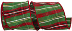 PLAID DUPIONI VERDE WIRED EDGE - Red/Green - 4"x10Y