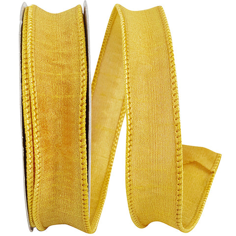 Yellow Dupioni Wired Ribbon - 7/8" x 10yds