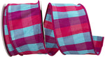 Fuchsia Sherbert Dupioni Checked Wired Ribbon - 2.5" x 10yds