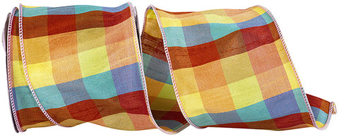Sahara Plaid Wired Ribbon - 4" x 10yds