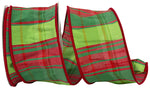 PLAID GRAND STRIPES COLORS WIRED EDGE - Lime - 2.5"x10Y