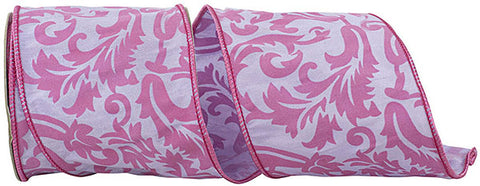 Scroll Leaf Print Dupioni Wired Ribbon - 4" x 10yds
