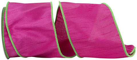 Fuchsia/Lime Dupioni Color Wired Ribbon- 4" x 10yds